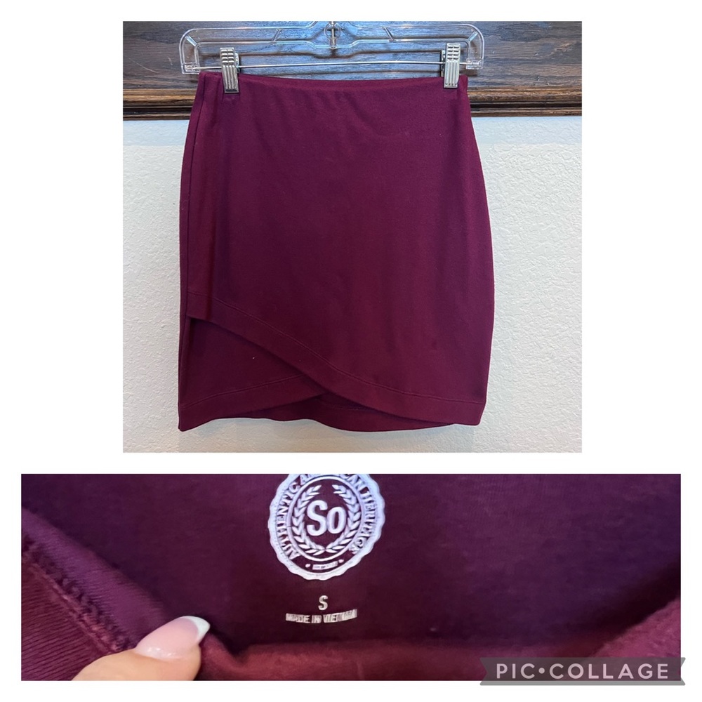 Cute Maroon Fall Mini Skirt